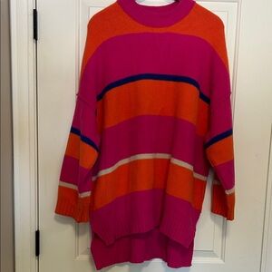 Free People Pink and Orange Striped Sweater